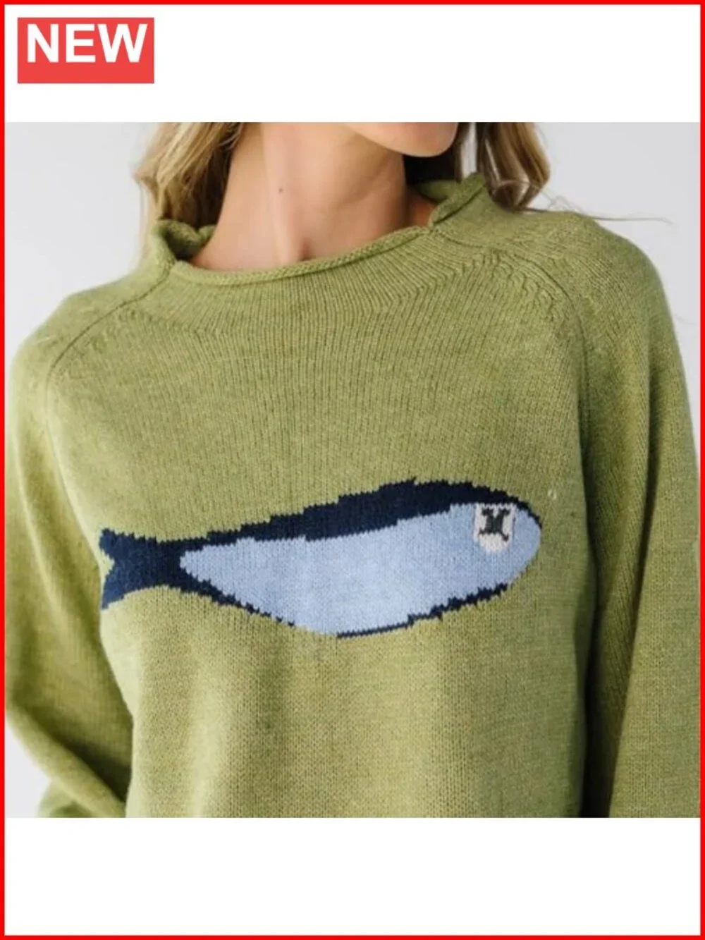 Oversized Roll Neck Animal Graphic Chunky Knit Pullover Sweater